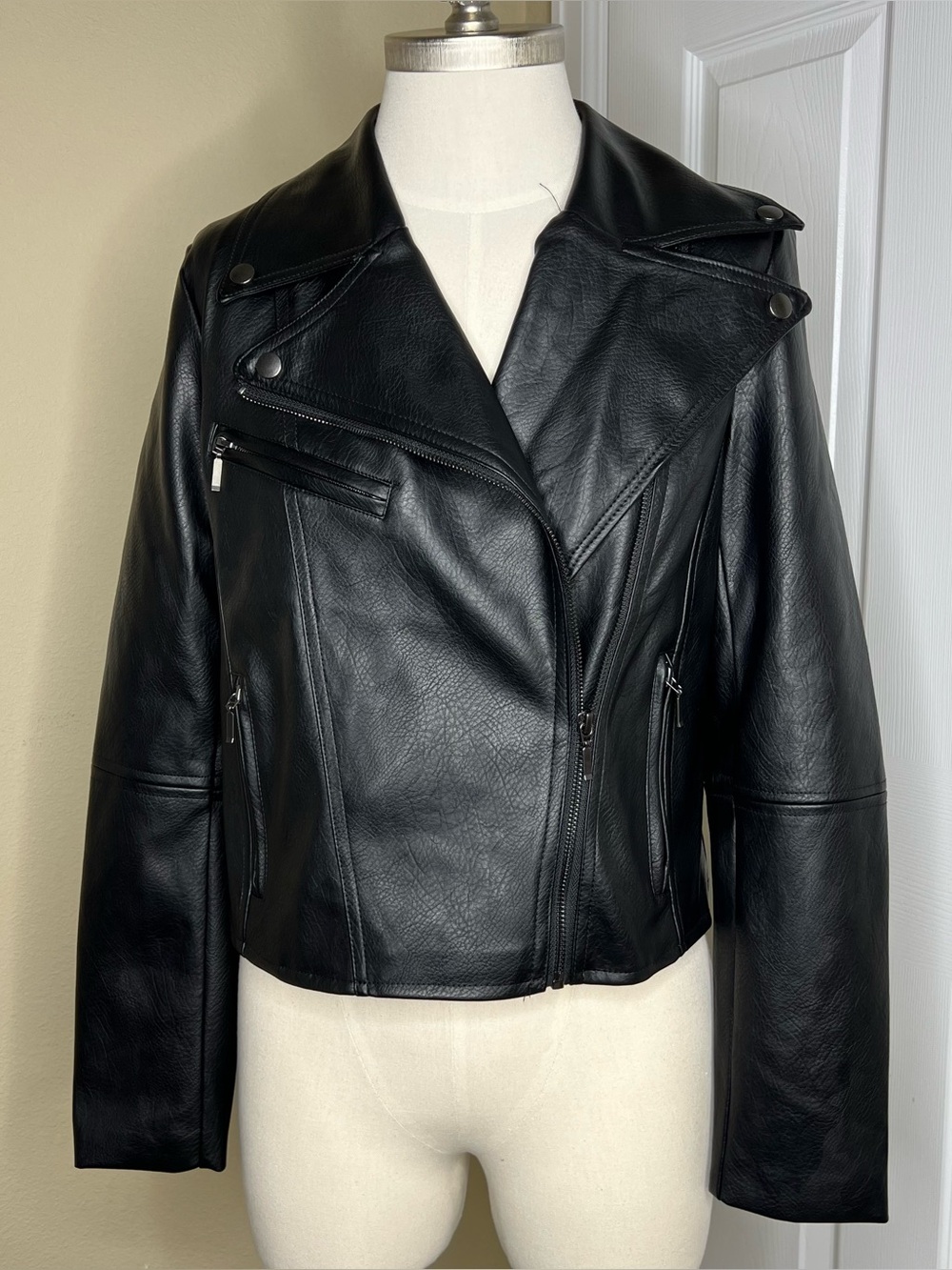 Black Faux Leather Moto Jacket